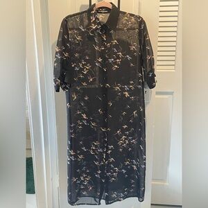 Elegant Black Button Up Dress and Sheer Tunic